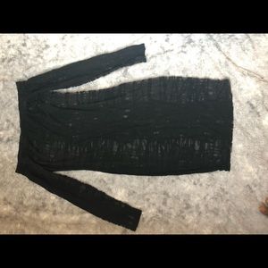 Black off shoulder see through dress